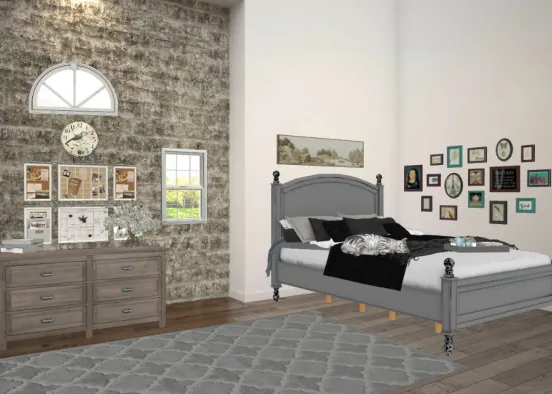 Modern farmhouse bedroom Design Rendering
