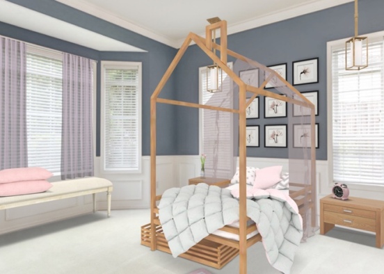 pink & gray bedroom Design Rendering