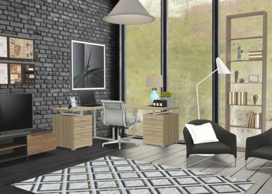 black & tan office Design Rendering