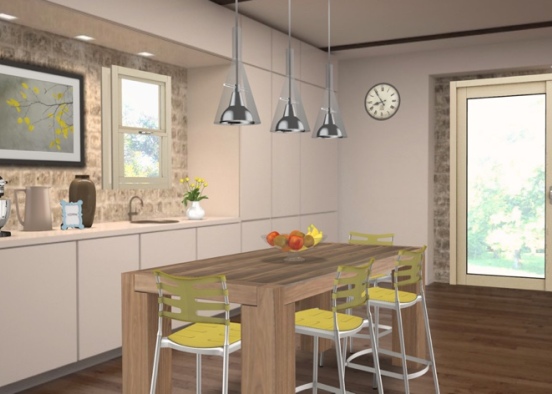 brown & yellow kitchen Design Rendering