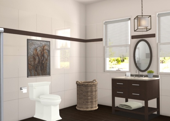 brown & white bathroom Design Rendering