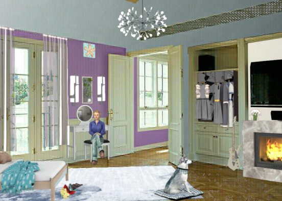 dormitorio lila Design Rendering
