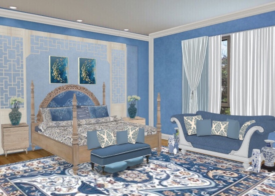 Moroccan traditional bedroom Design Rendering