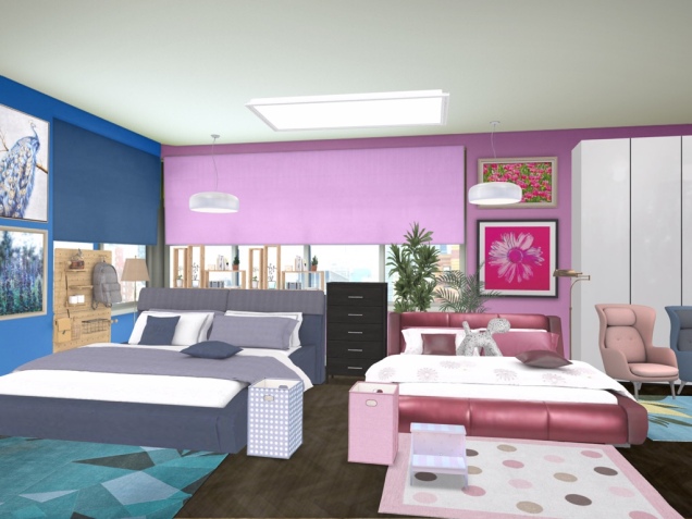 Pink and Blue Bedroom