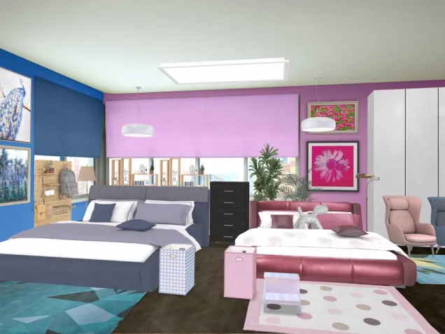 Pink and Blue Bedroom