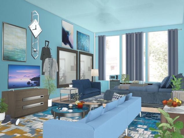 Blue Hotel Room