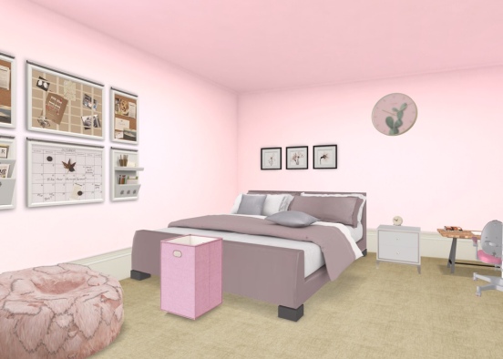 A very pink themed room.  Design Rendering
