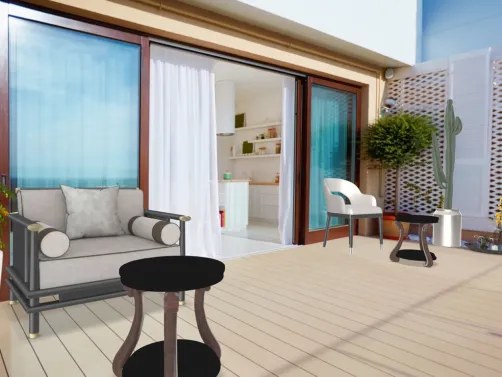 An outdoor balcony