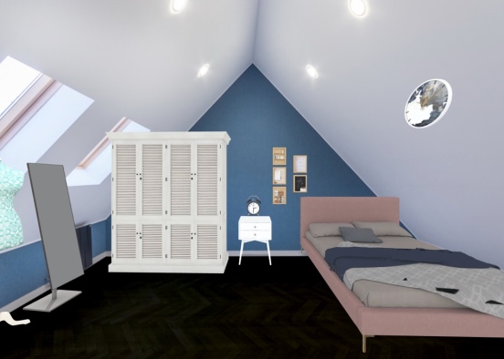 A very congested bedroom.  Design Rendering