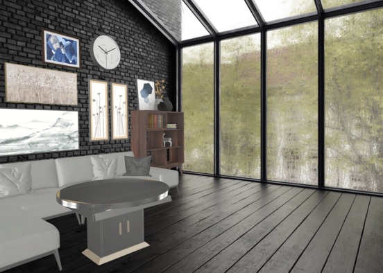 A rainy day, with mostly everything gray in the room Design Rendering