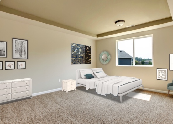 white and blue bedroom  Design Rendering