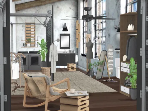 In these old buildings rooms have to be multifunctional. Using both light and dark wood together can make a good contrast.