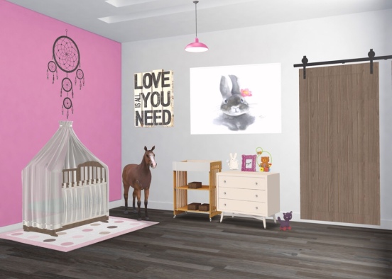 a newborn girls room Design Rendering