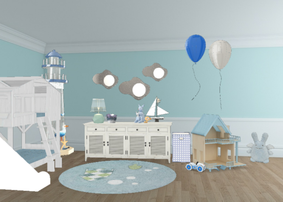 childs room blue sea Design Rendering