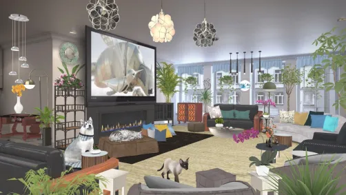 High rise apartment den living room 