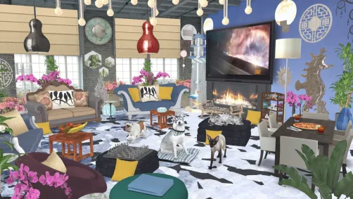 Living room dining room combo with fireplace