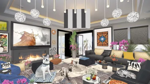 Small cozy fireplace den living room 
