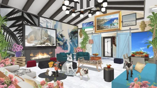 living room dining room combo with fireplace