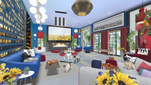 Living room with fireplace