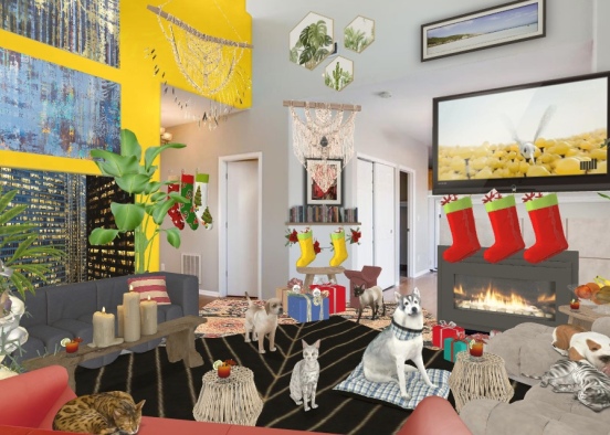 Christmas living room by the fire Design Rendering