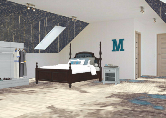 Bedroom blue Design Rendering