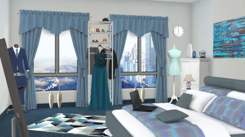 BLUE BEDROOM FOR OFFICE PERSON