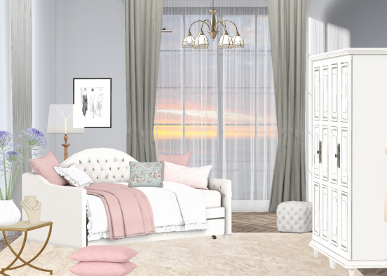 Bedroom white&pink Design Rendering