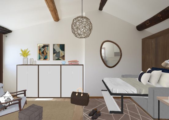 Bedroom-livingroom Design Rendering