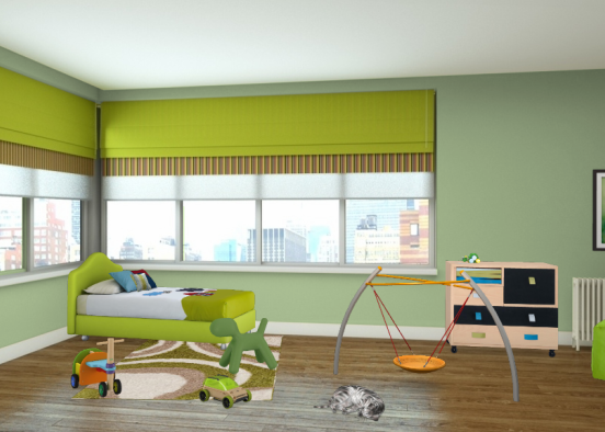 Green kid's bedroom😊😊😊 Design Rendering