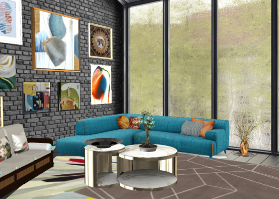 African styled living room Design Rendering