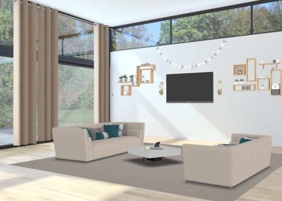 Rough Living Room Design Rendering