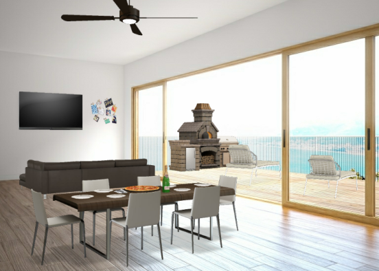 Exterior-dormitorio-comedor-pizza! Design Rendering