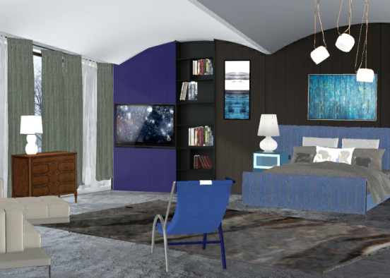 Guest room. In blue by glori Design Rendering