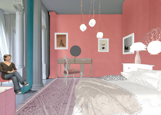 Girl pink bedroom Design Rendering