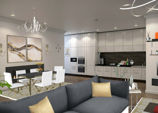 Dining and living Design Rendering
