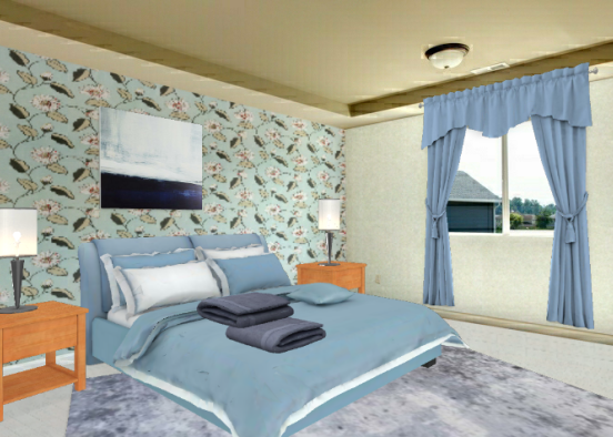 Гостевая комната в голубом цвете Design Rendering