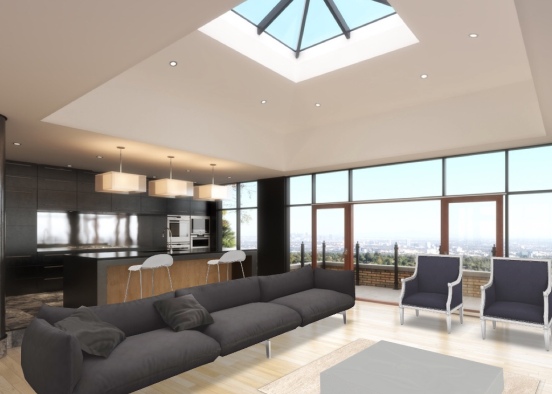 Penthouse living room Design Rendering