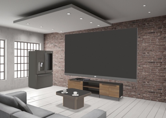 Home Theater With refrigerator Design Rendering