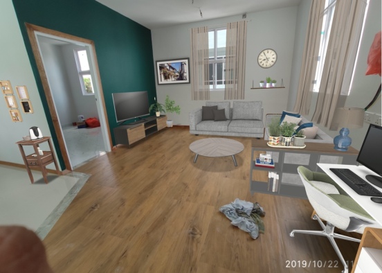 small living room flat apartment  Design Rendering