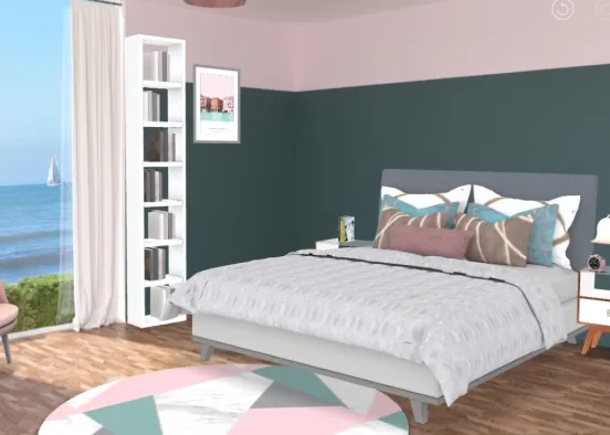 Pink and green girls bedroom Design Rendering