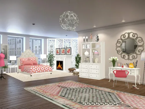 Luxurious Coral & Cream Bedroom 