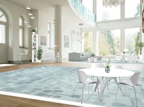 Aquamarine & White Open Floor Plan