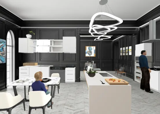 Black Contemporary Kitchen Models Design Rendering