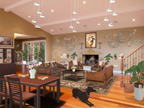 luxury living room with fireplace