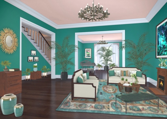 Cozy living room Emerald Paradise Design Rendering