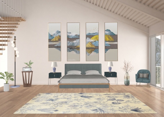 #minimalistic bedroom Design Rendering