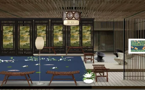 Large koi pond..