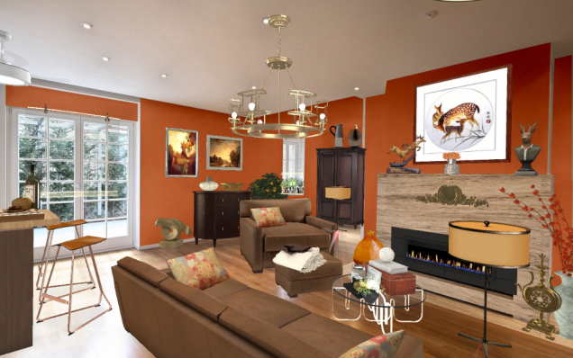 Warm colors in the family room..