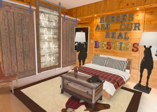 horsey bedroom (sry bout the left side had to cover a closet) Design Rendering