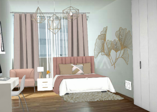 Dormitorio juvenil rosa Design Rendering